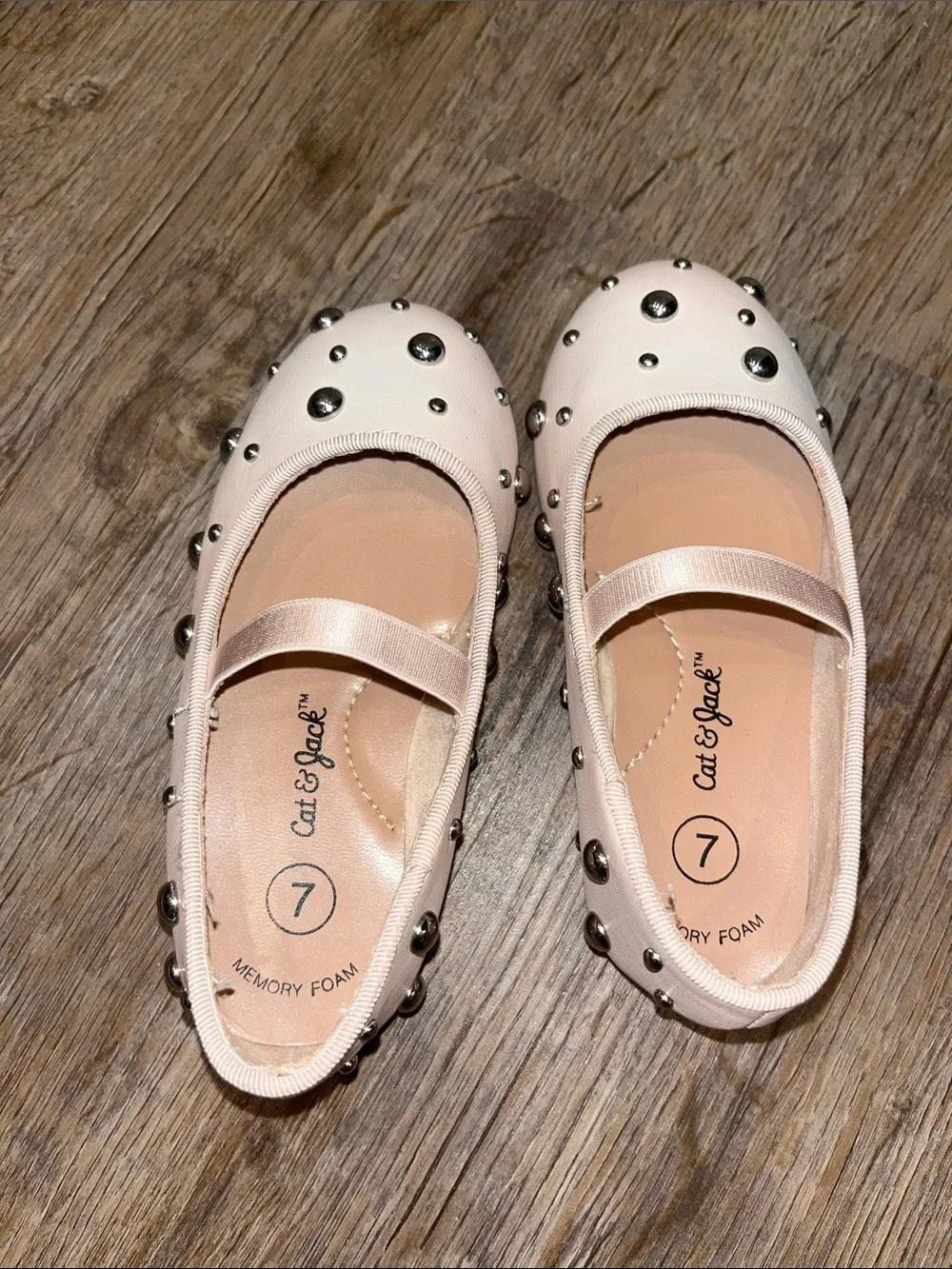 Cat & Jack Blush Pink Studded Mary Jane Flats for Kids